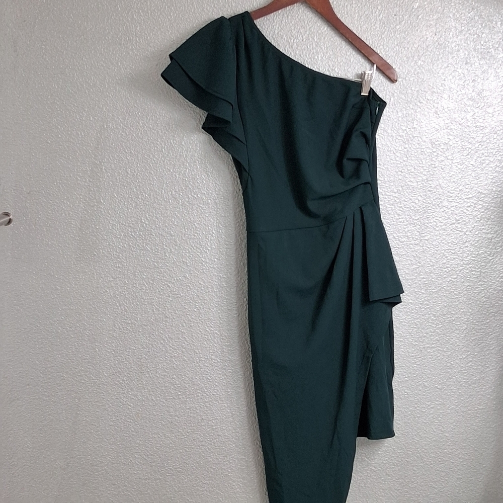 NWT BTFBM Forest Green One Shoulder Special Occasion Dress Size S - Picture 11 of 16